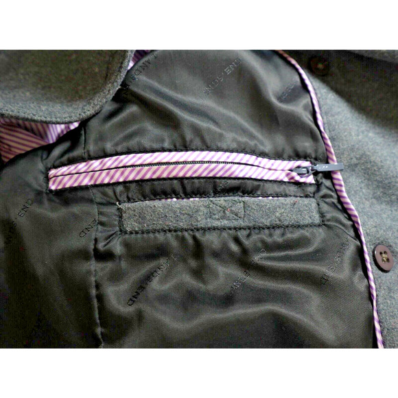 Lands End Size 12 Wool Blend Double Breasted Pea Coat Gray - Picture 9 of 11